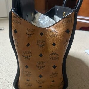 MCM Cognac and Black Leather Tote
